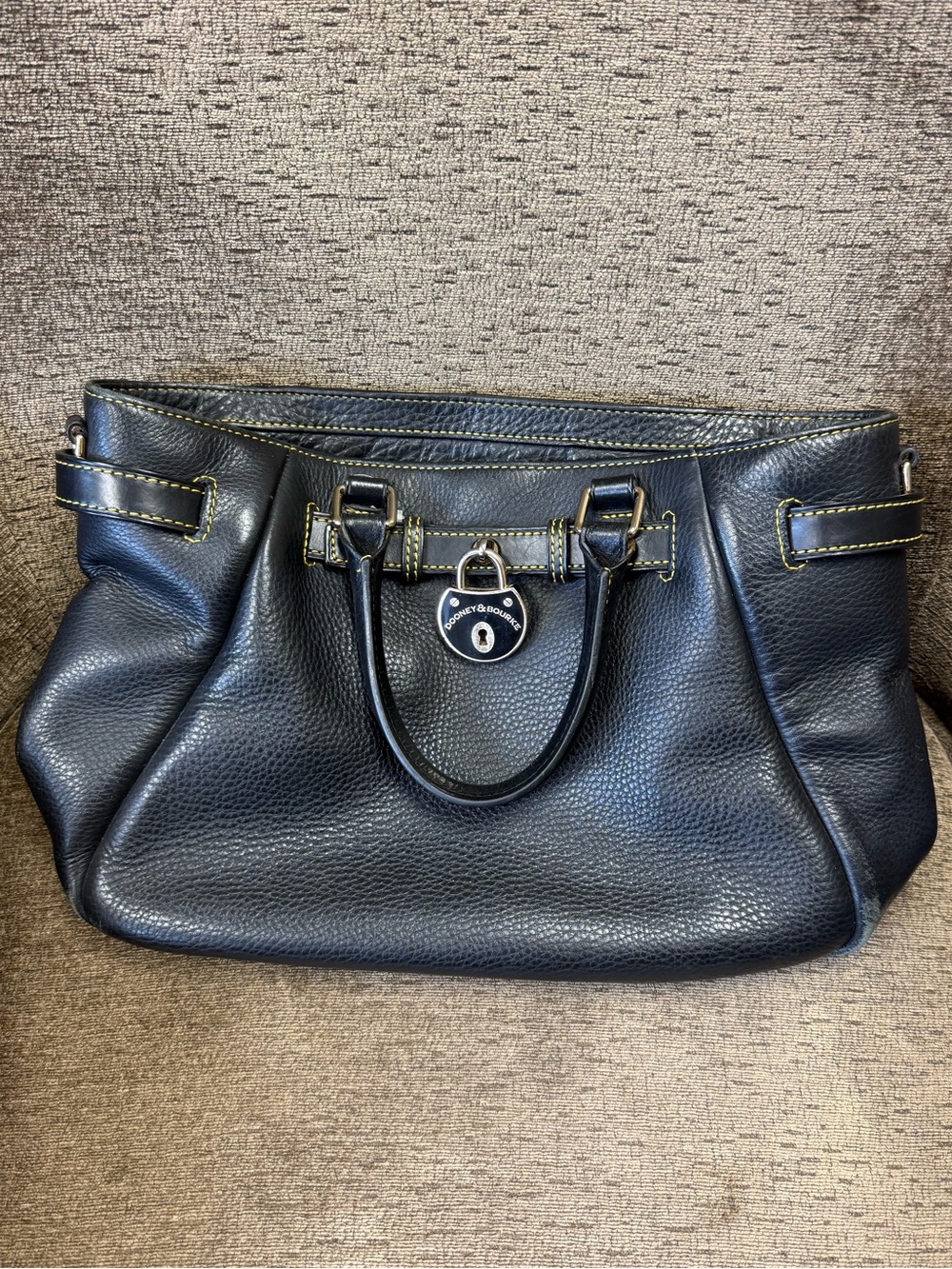 Dooney & Bourke Black Peppled Samba Satchel Leather Purse Bag